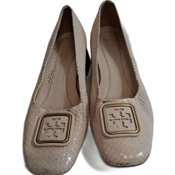 Size 8 1/2-M Tory Burch "GEORGIA" Gingerbread Block Heel Pump shoes - Picture 2 of 7